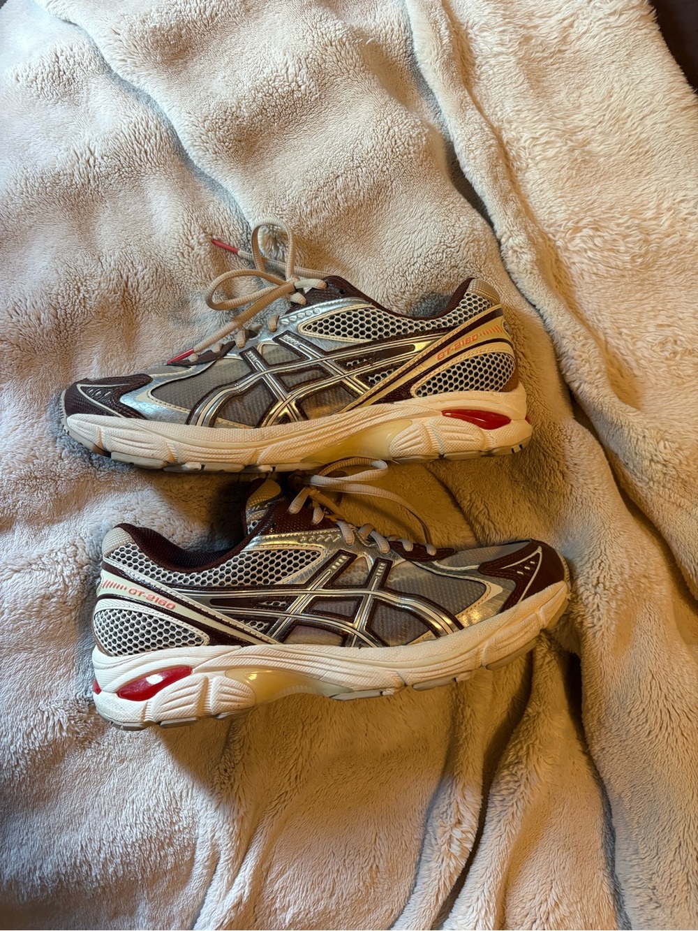 Asics Athletic Running Shoes - Brown with Pink and Red Accents